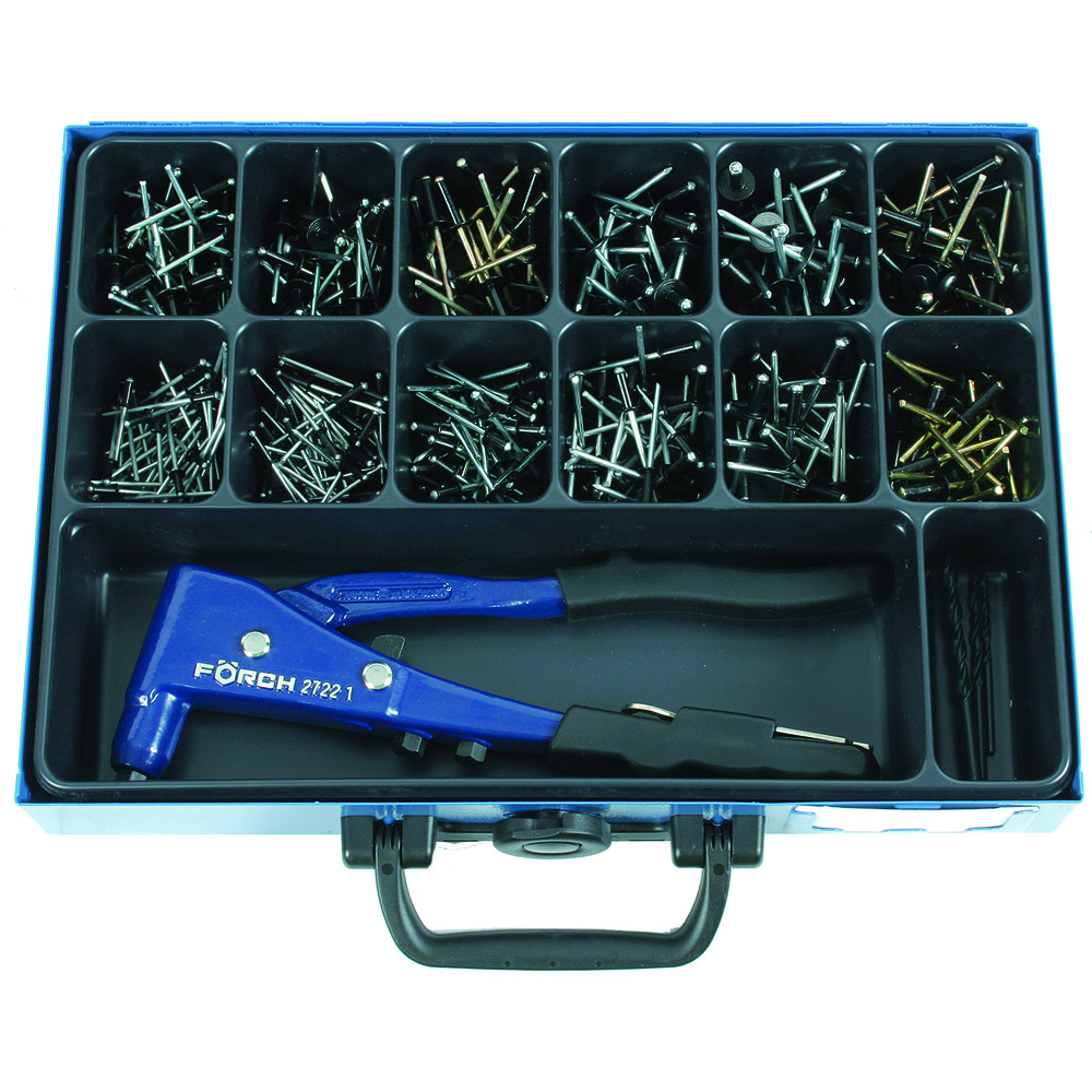 Perçinë Alumini Set, e Zezë, Asortim 3x8-5x16/14=379pcs